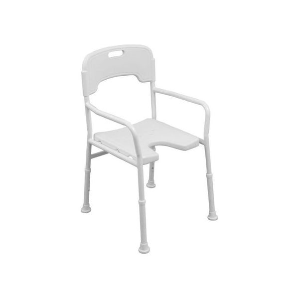 Aluminium Duschstuhl mit Armlehnen und Rückenlehne