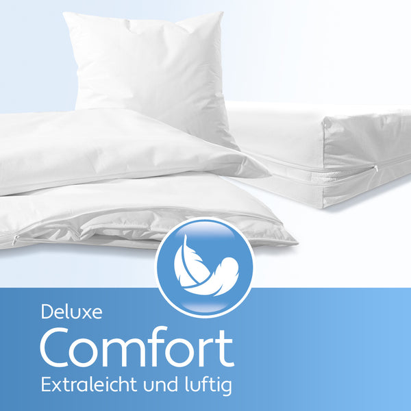 Auf Rezept: "Comfort" Set: Extraweiche Allergiebettwäsche (Encasings für Kissen; Zudecke; Matratze) von Allcon